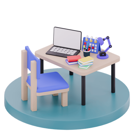 Rincón de estudio para estudiantes  3D Icon