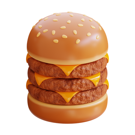 Rindfleisch-Triple-Cheese-Burger  3D Icon