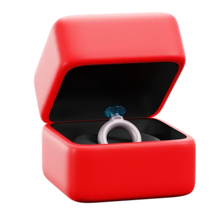 Diamond Proposal Marriage Engagement Ring In Red Box 3 D Icon Illustration Design 3D Icon