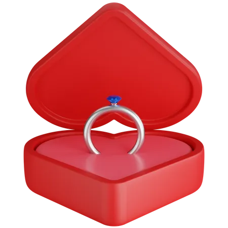 3 D Icon Illustration Heart Shaped Ring Box 3D Icon