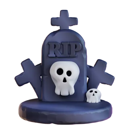 3 D Illustration Of Skull And Grave 3D Icon