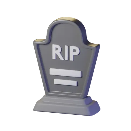 Gray Tombstone With RIP Writing 3D Icon