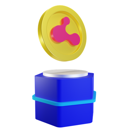 Ripple Coin On Podium  3D Illustration