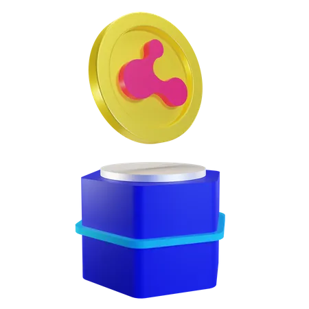 Ripple-Münze auf dem Podium  3D Illustration