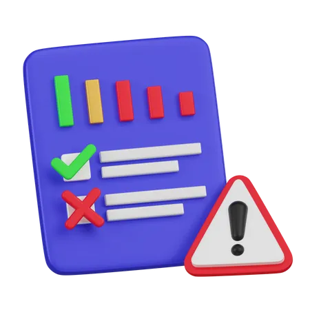 A 3 D Icon Of A Clipboard With Checkmarks And Exclamation Warning Illustrating Security Project And Risk Management Task Completion And Attention To Detail 3D Icon