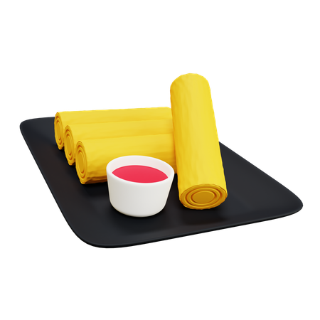 Rissoles Indonesian Spring Rolls Food  3D Icon
