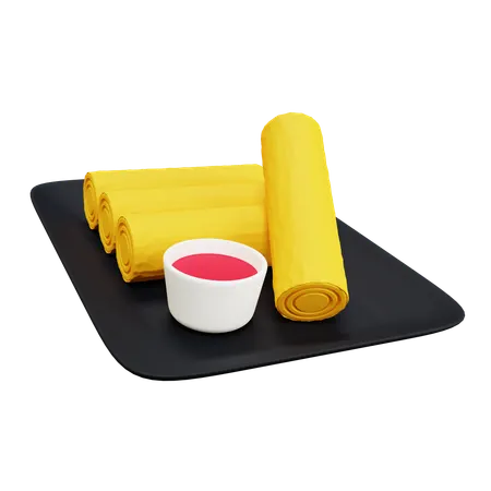 Rissoles Indonesian Spring Rolls Food  3D Icon