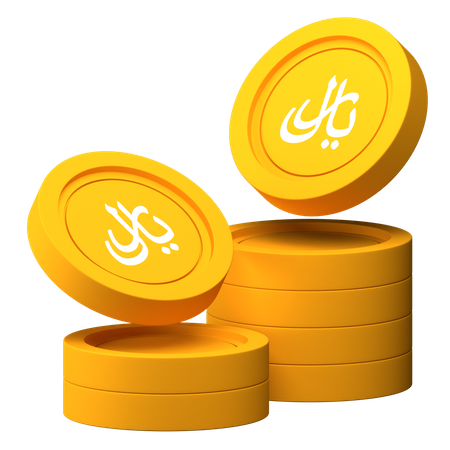 Riyal Coins Stack  3D Icon