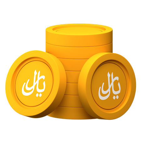 Riyal Coins Stack  3D Icon