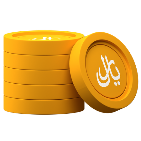 Riyal Coins Stack  3D Icon