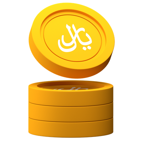Riyal Coins Stack  3D Icon