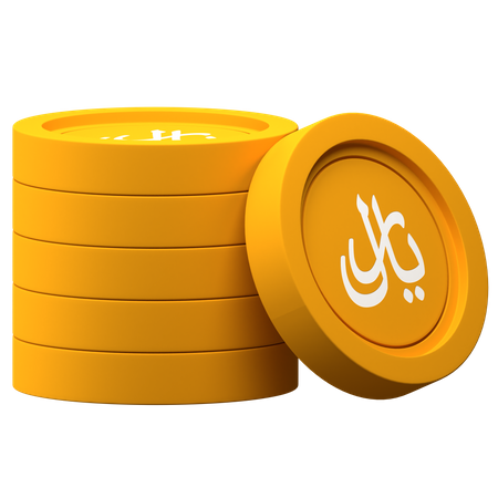 Riyal Coins Stack 3D Illustration