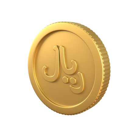 Riyal Gold Coin 3D Illustration