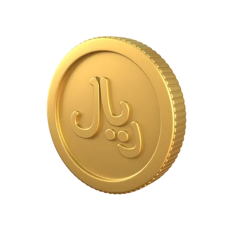Riyal Gold Coin 3D Illustration