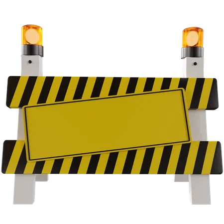 Road Barrier And Sign Board  3D Illustration