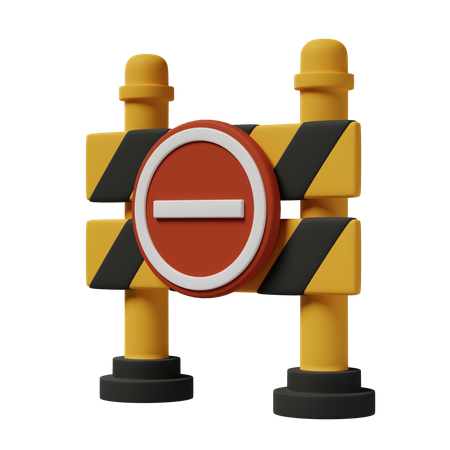 Road Barrier Stop Sign  3D Icon