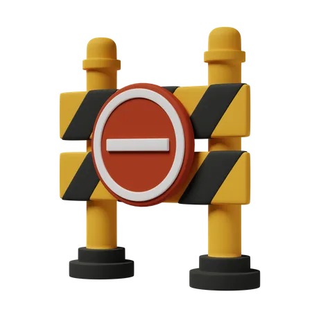 Road Barrier Stop Sign 3D Icon