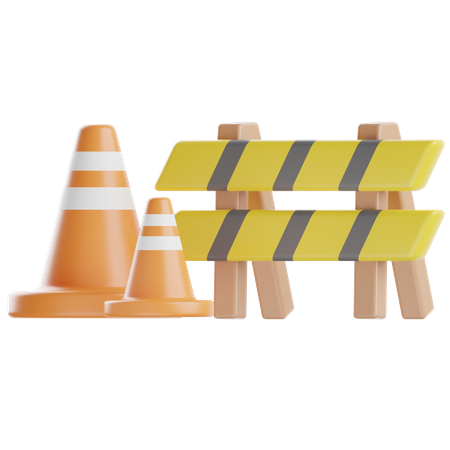 Road Block  3D Illustration