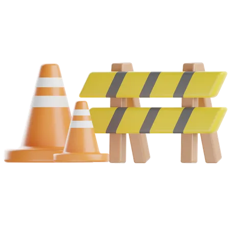 Road Block  3D Illustration