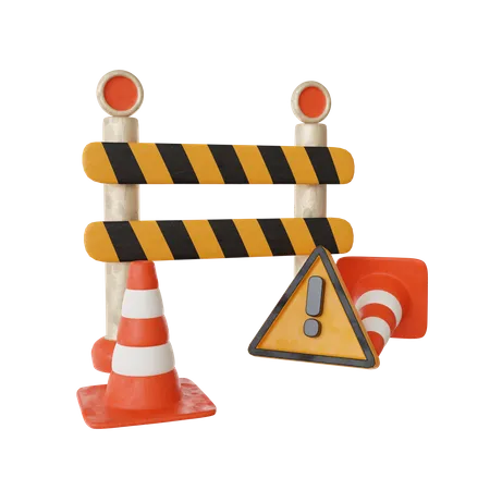 3 D Construction Road Barrier 3D Icon