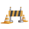 road block with two traffic cone 3d logo