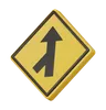 Road feeding from left ahead sign