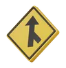 Road feeding from left ahead sign