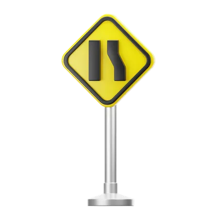 Road narrow on the right side  3D Icon