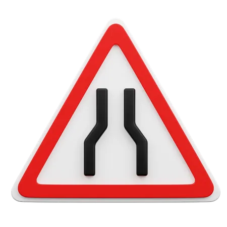 Road Narrows  3D Icon