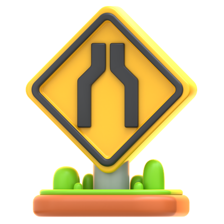 Road Narrows Sign  3D Icon