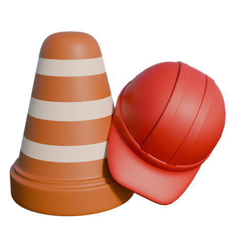 Road sign and helmet  3D Icon