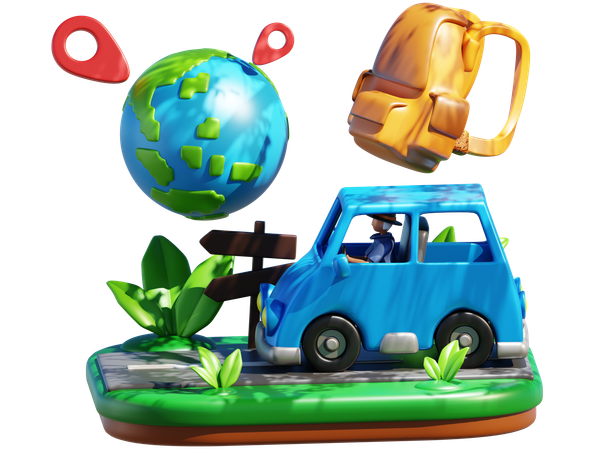 Road Trip  3D Illustration