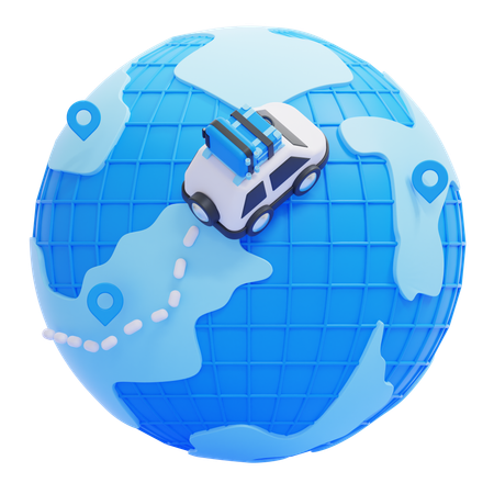 車でのドライブ旅行  3D Icon