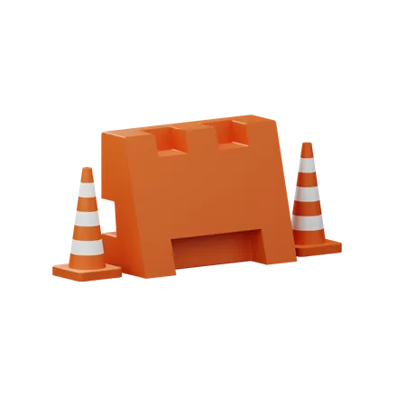 Roadblock Cone  3D Illustration