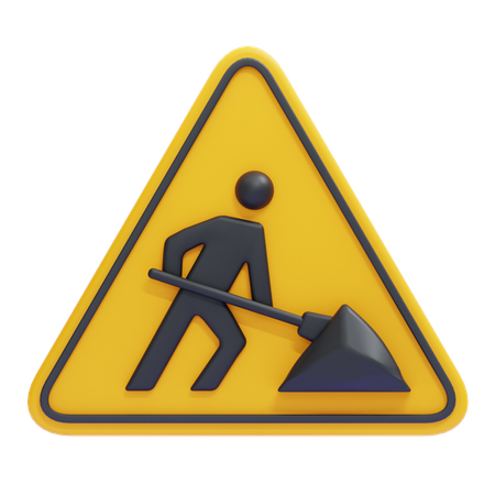 Roadwork Ahead Sign  3D Icon