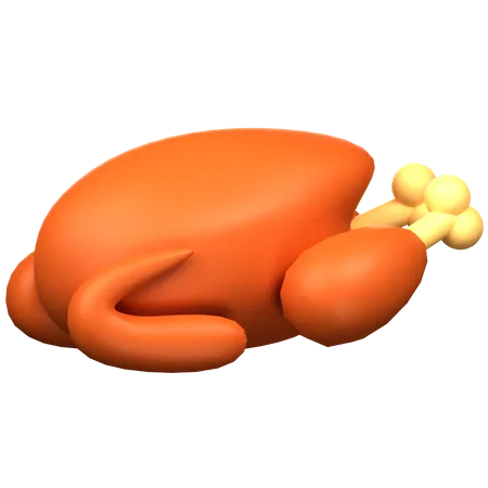 Roast Chicken 3 D Icon Illustration 3D Icon
