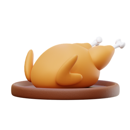 Roast Chicken  3D Illustration