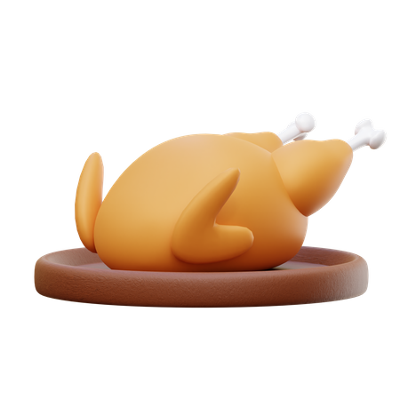 Roast Chicken 3D Illustration