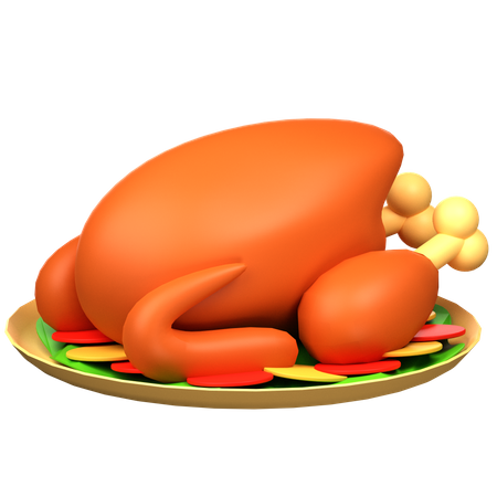 Roast Chicken Dish  3D Icon