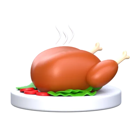 Roasted Chicken 3 D Thanks Giving Icon 3D Icon