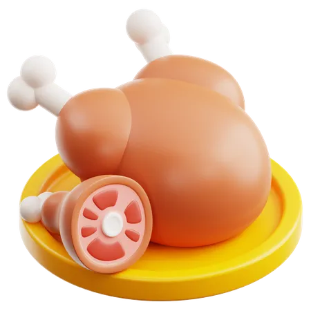 Roasted Chicken  3D Icon