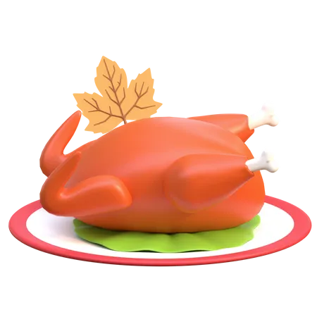 Roasted Chicken Turkey Meat Thanksgiving Day 3 D Icon Illustration 3D Icon