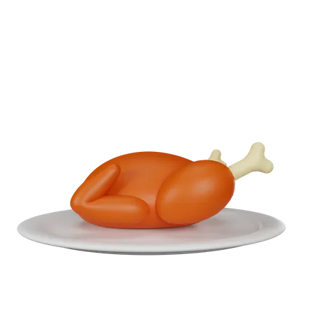 Roasted Chicken 3D Icon