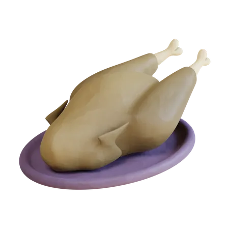 3 D Roasted Chicken Illustration 3D Icon