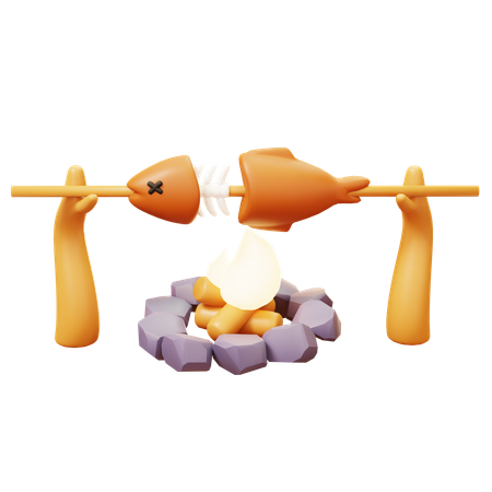 Roasting Fish  3D Icon