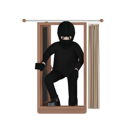 Robber Entering Through Window  3D Icon
