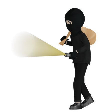 Robber Going For Robbery  3D Illustration