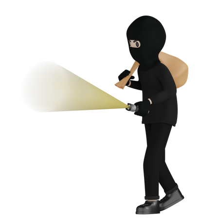 Robber Going For Robbery 3D Illustration