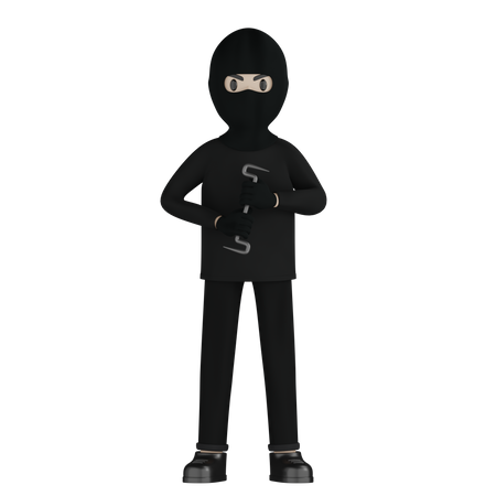 Robber Holding Crowbar  3D Icon