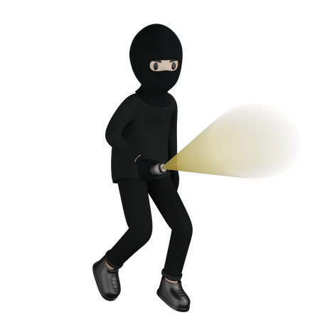 Robber Holding Torch  3D Icon